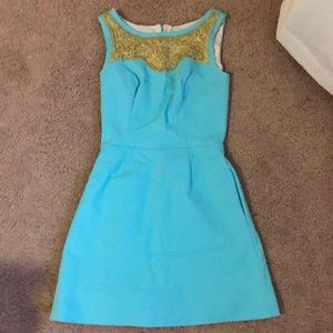 Lilly Pulitzer Turquoise and Gold Dress